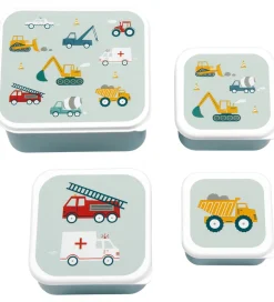 A Little Lovely Company Madkassesæt - 4 stk - Vehicles