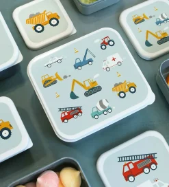 A Little Lovely Company Madkassesæt - 4 stk - Vehicles