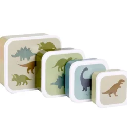 A Little Lovely Company Madkassesæt - 4 stk - Dinosaurs