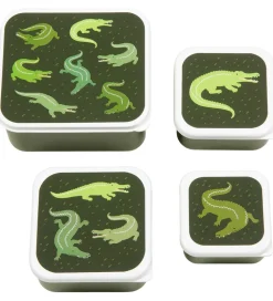 A Little Lovely Company Madkassesæt - 4 stk - Crocodiles