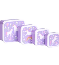 A Little Lovely Company Madkassesæt - 4 stk - Unicorn