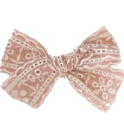 By Stær Hårspænde m. Sløjfe - Franka - 9x4,5 cm - Rosa Broderi A