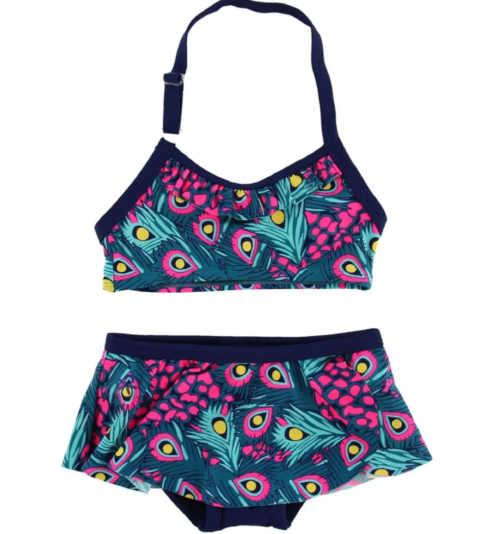 Color Kids Bikini - Tracy - Navy/Pink m. Påfuglefjer