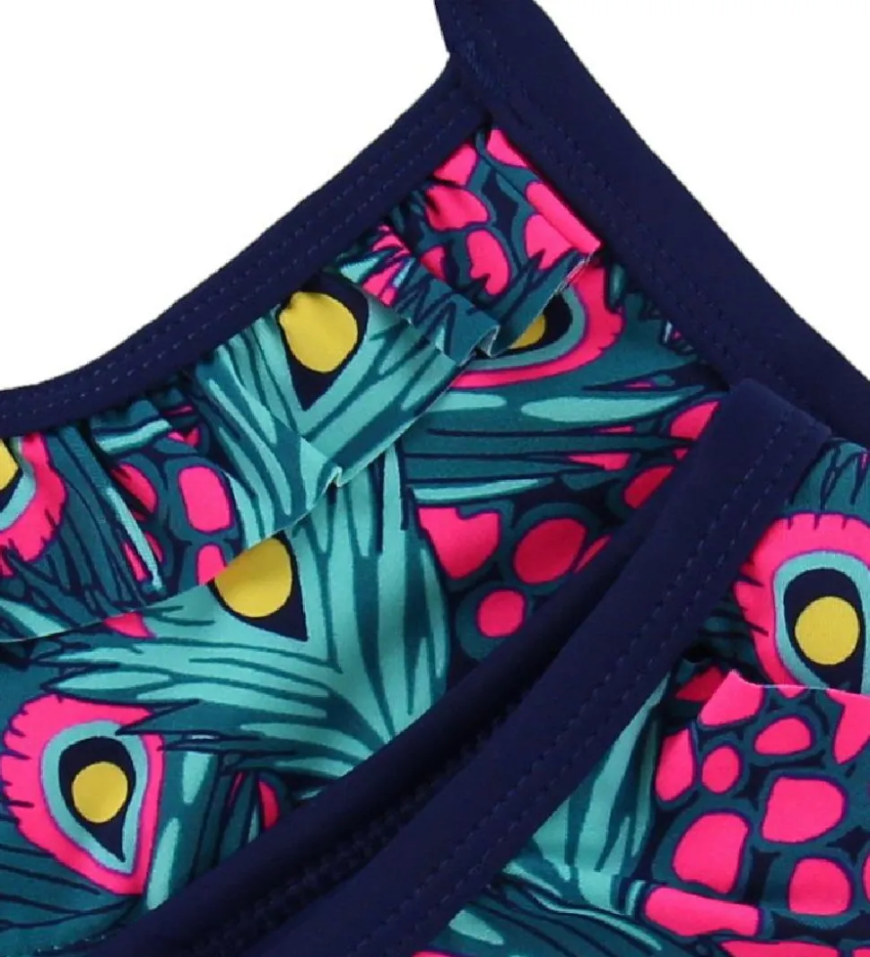 Color Kids Bikini - Tracy - Navy/Pink m. Påfuglefjer