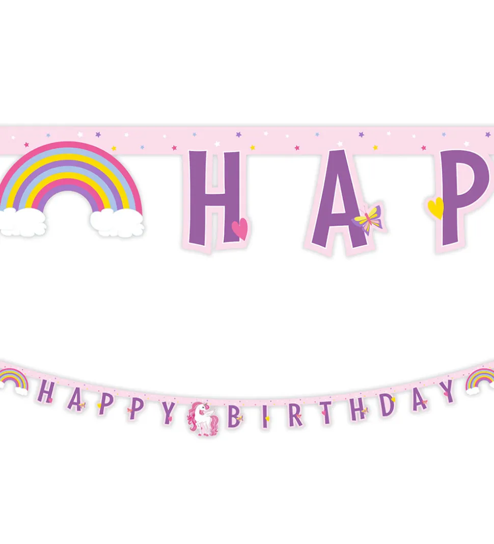 Decorata Party Happy Birthday Banner - Unicorn Rainbow Colors