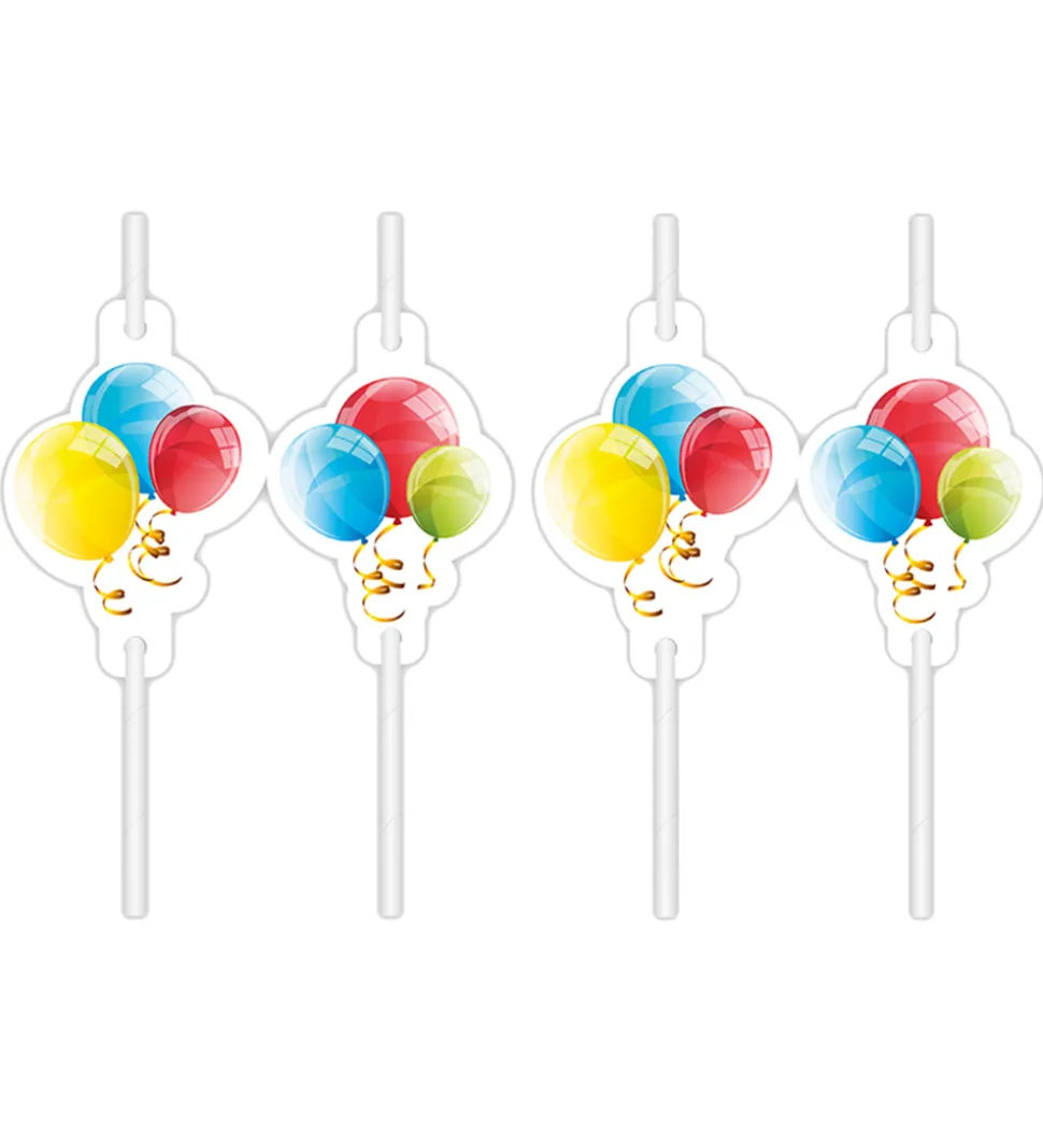 Decorata Party Sugerør - 4-pak - Sparkling Balloons