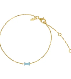 Design Letters Armbånd - 20 cm - Bow Tie - Guld/Lyseblå