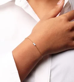 Design Letters Armbånd - 20 cm - Bow Tie - Guld/Lyseblå