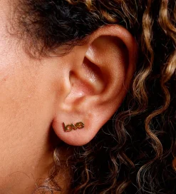 Design Letters Ørering - 1 stk. - LOVE - 18K Guldbelagt