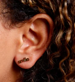 Design Letters Ørering - 1 stk. - SMILE - 18K Guldbelagt