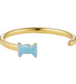 Design Letters Ring - Bow Tie - Guld/Lyseblå