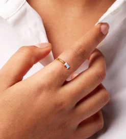 Design Letters Ring - Bow Tie - Guld/Lyseblå
