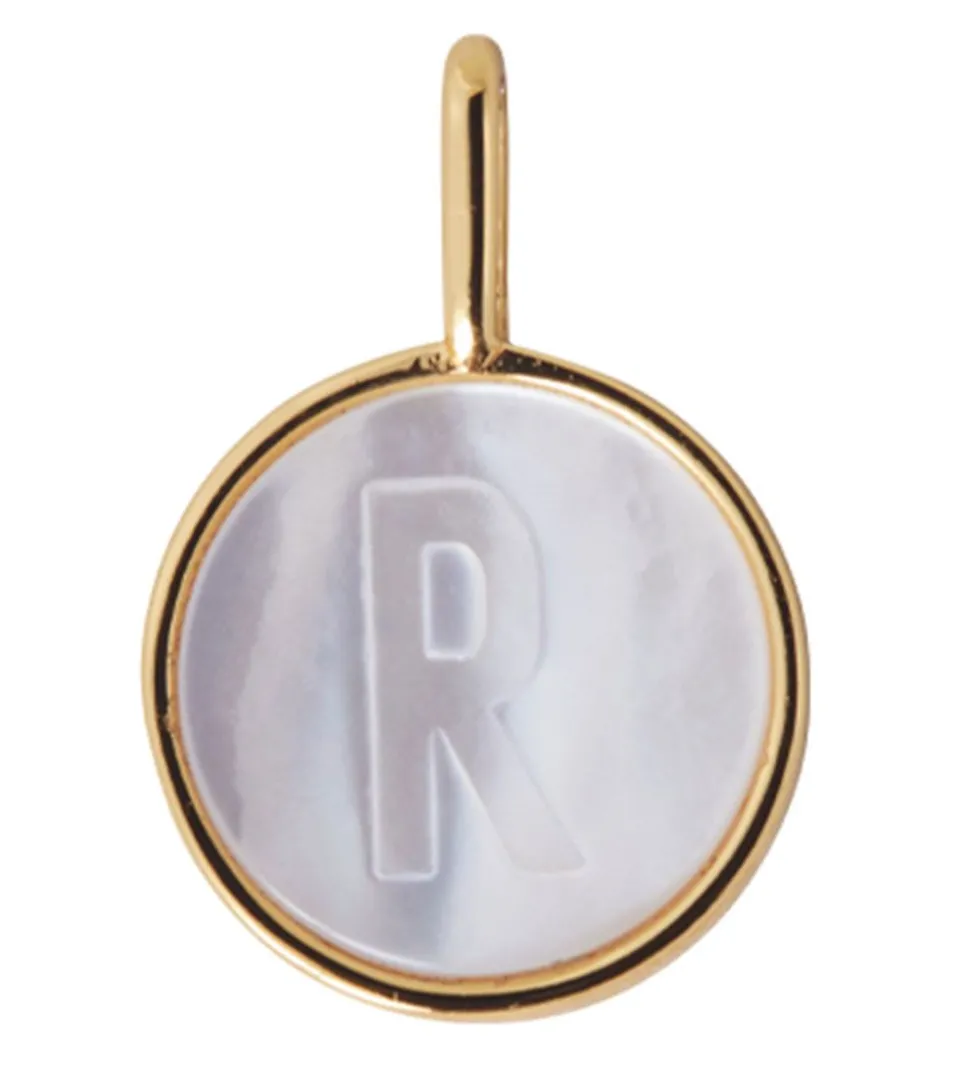 Design Letters Vedhæng Til Halskæde - R - Pearl Gold