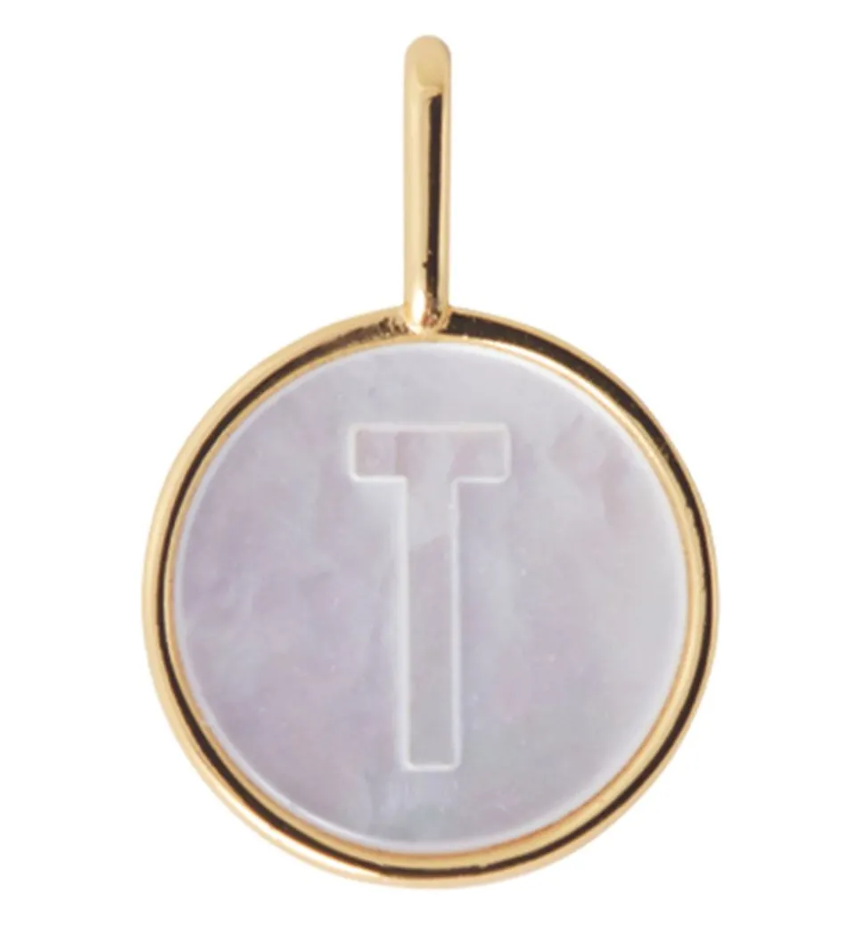 Design Letters Vedhæng Til Halskæde - T - Pearl Gold