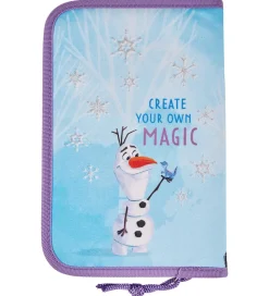 Frost Penalhus m. Indhold - Onezip - Blå m. Print/Glimmer
