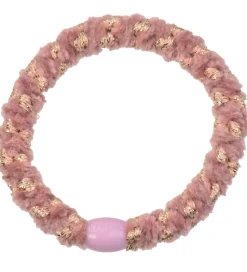 Kknekki Hårelastik - Rosa/Guld Velour m. Glimmer
