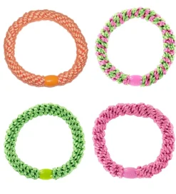 Kknekki Hårelastikker - 4-pak - Grøn/Rosa/Orange