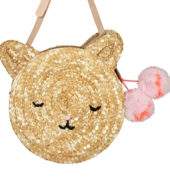 Meri Meri Skuldertaske - Strå m. Kat