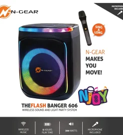 N-GEAR Karaoke Højtalere - Wireless - The Flash Banger 606 - Sor