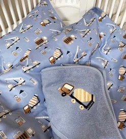 Nørgaard Madsens Sengetøj - Baby - Blå m. Cementblander