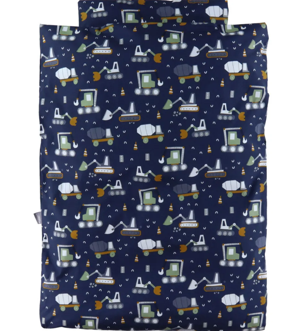 Nørgaard Madsens Sengetøj - Baby - Navy m. Arbejdsmaskiner