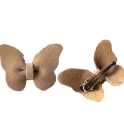 Petit La Busch Hårsløjfer - Butterfly - 2-pak - 6x4 cm - Sand