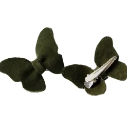 Petit La Busch Hårsløjfer - Butterfly - 2-pak - 6x4 cm - Olive
