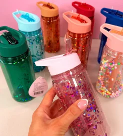 Petit Monkey Drikkedunk m. Sugerør - 300 ml - Rød m. Glimmer
