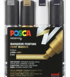 Posca Tuscher - PC-8K - 4 stk. - Sort/Hvid/Metallisk