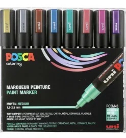 Posca Tuscher - PC-5M - 8 stk. - Metallisk Multifarvet