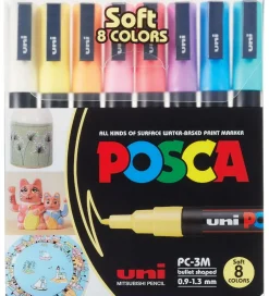 Posca Tuscher - PC-3M - 8 stk. - Afdæmpede Farver
