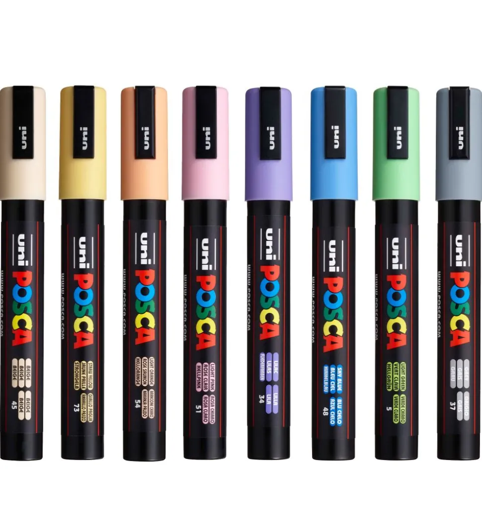 Posca Tuscher - PC-5M - 8 stk. - Pastelfarver