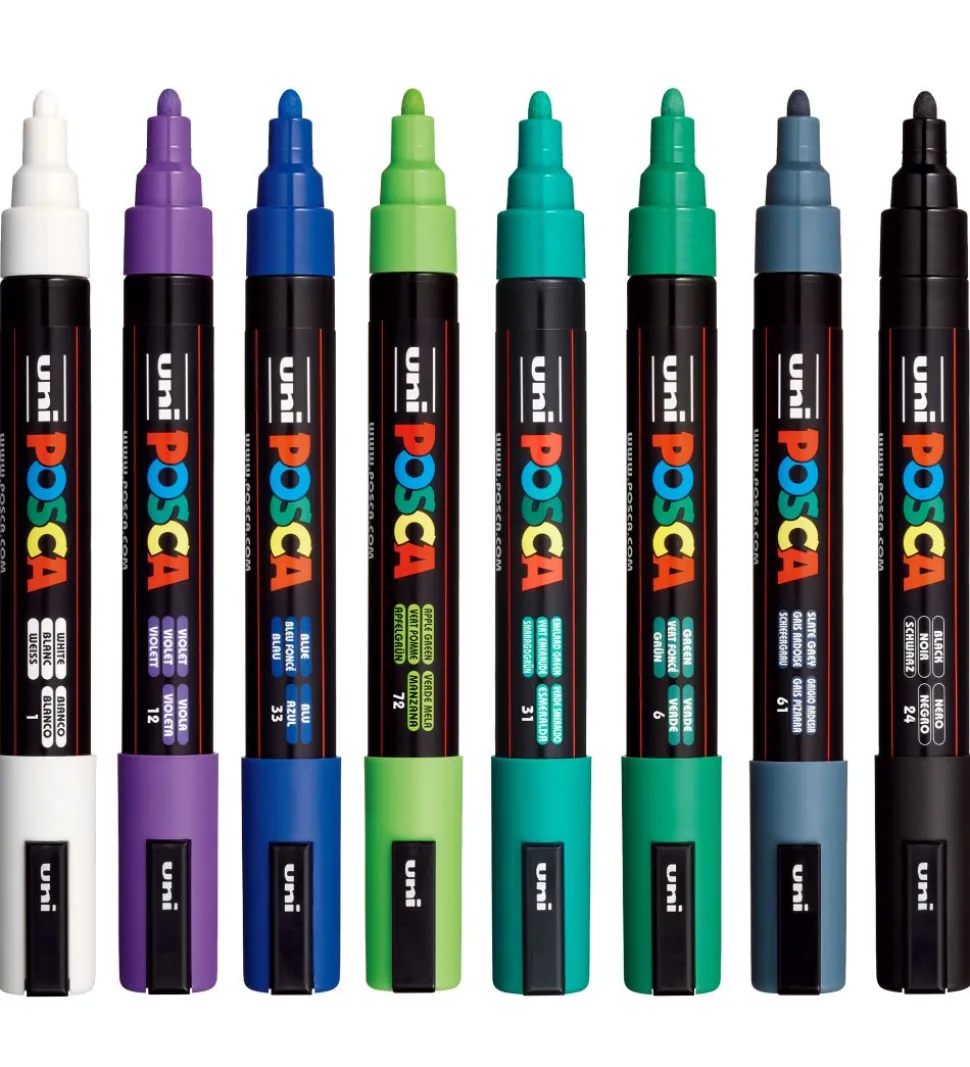 Posca Tuscher - PC-5M - 8 stk. - Kolde Farver