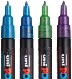 Posca Tuscher - PC-3ML - 4 stk. - Blå/Grøn/Violet m. Glimmer