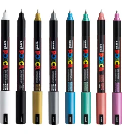 Posca Tuscher - PC-1MR - 8 stk. - Metallisk Multifarvet