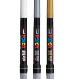 Posca Tuscher m. Penselspids - PCF-350 - 3 stk - Sølv/Guld/Hvid