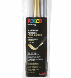 Posca Tuscher m. Penselspids - PCF-350 - 3 stk - Sølv/Guld/Hvid