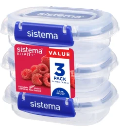 Sistema Madkasse - Rectangle Klip It Plus - 3-pak - 180ml - Blå