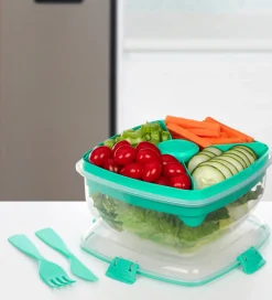 Sistema Madkasse m. Tilbehør - Salad Max - 1,63 l - Turkis