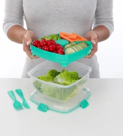 Sistema Madkasse m. Tilbehør - Salad Max - 1,63 l - Turkis