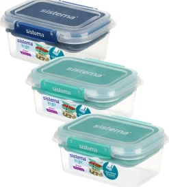 Sistema Madkasser - 3-pak - 1L Rectangle Stax - Blå/Turkis