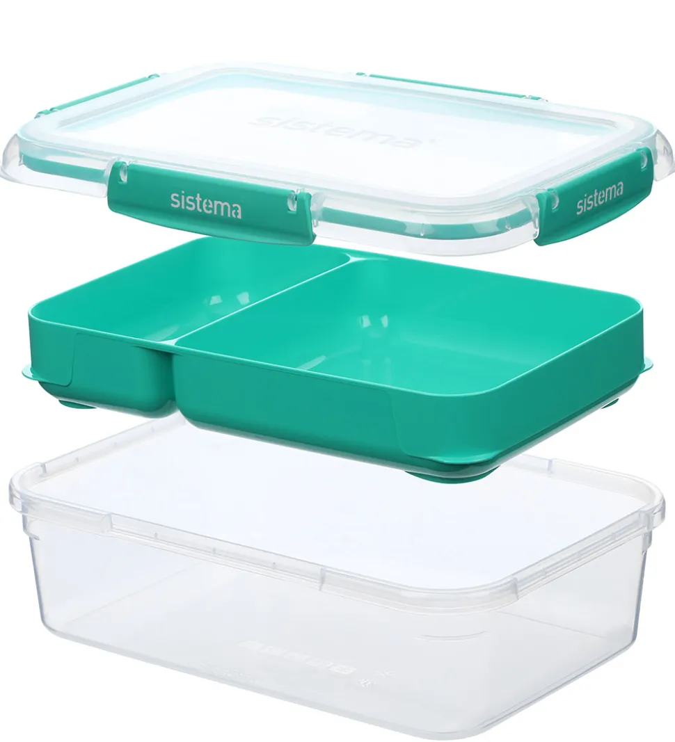 Sistema Madkasser - 3-pak - 1L Rectangle Stax - Blå/Turkis