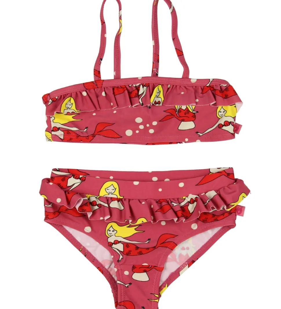 Småfolk Bikini - UV50+ - Mørk Rosa m. Flæser/Havfrue