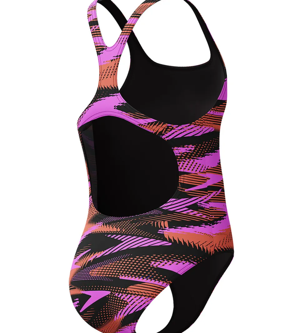 Speedo Badedragt - HyperBoom Allover Medalist - Sort/Lilla/Orang