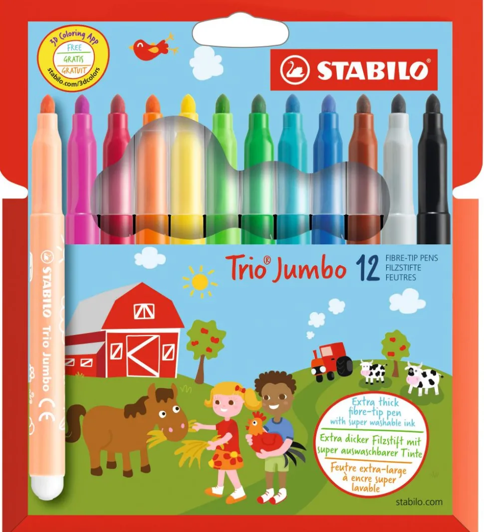Stabilo Tuscher - Trio Jumbo - 12 stk. - Multifarvet
