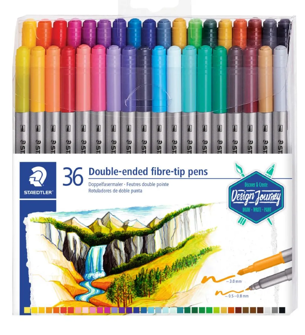 Staedtler Tuscher - 36 stk. - Dobbelt Fiberpenne