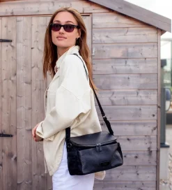 Storksak Barnevognstaske - Læder - Alyssa - Black/Gunmetal