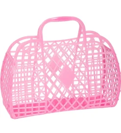 Sun Jellies Stor Foldekurv - Retro - 37x30x11 cm - Neon Pink