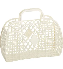 Sun Jellies Stor Foldekurv - Retro - 37x30x11 cm - Cream