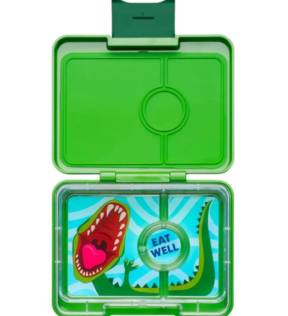 Yumbox Madkasse m. 3 Rum - Bento Snack - Jurassic Green/Dinosaur